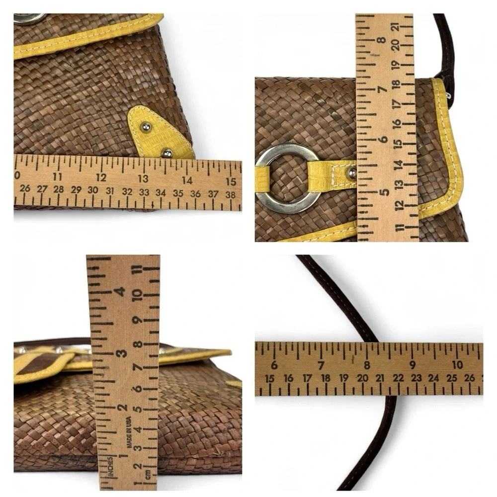 Shiraleah Clutch Bag Straw‎ Boho Hippie Basketweave Brown Yellow - Picture 10 of 10